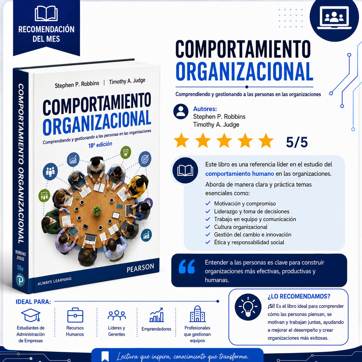 Portada del libro Comportamiento Organizacional, de Robbins y Judge